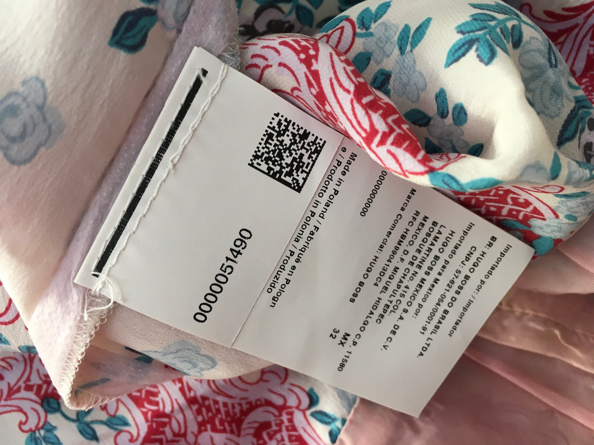 HUGO BOSS Silk Chiffon Water Color Floral Dress Ladies