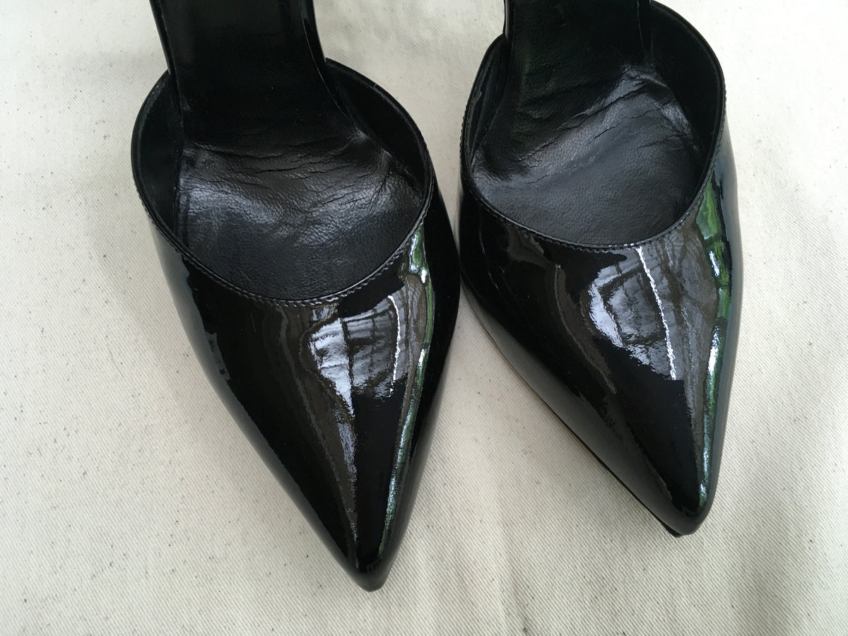 SAINT LAURENT Triple-Strap Patent Leather Pump Shoes Size 36 UK 3 US 6 ladies
