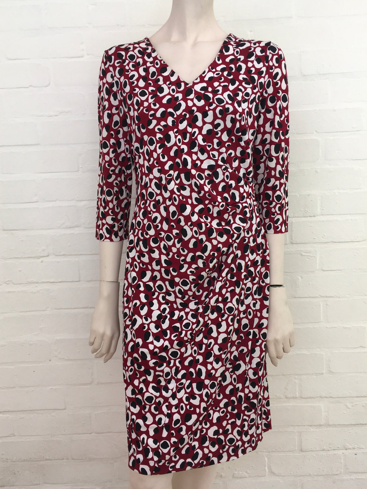 BOSS Hugo Boss Epona V-Neck 3/4 Sleeve Printed Sheath Midi Dress Size M Medium ladies