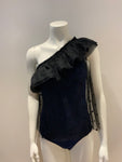 MAJE Lowers one-shoulder tulle ruffle body top Size 3 L large ladies