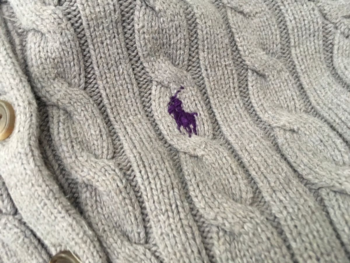 RALPH LAUREN Polo Girls' Ruffled Rib Knit Cardigan Cable Sweater Jumper 4 years Children