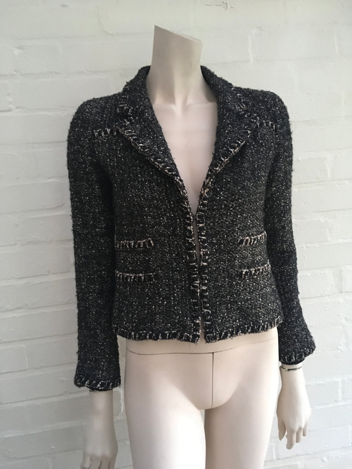 CHANEL Couture Lesage Shimmer Ribbon Tweed Blazer Jacket LADIES