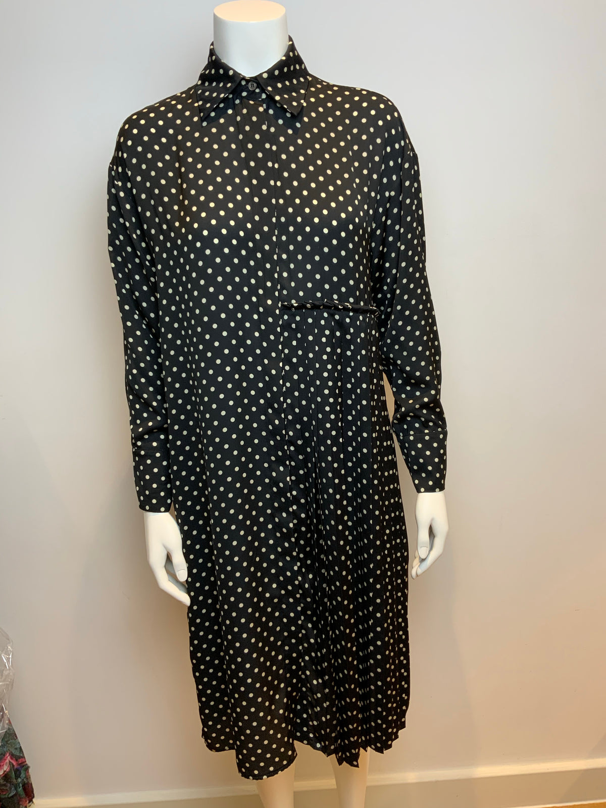 P.A.R.O.S.H laundry Polka Dots Oversized Shirt Pleated Dress SIZE XS ladies