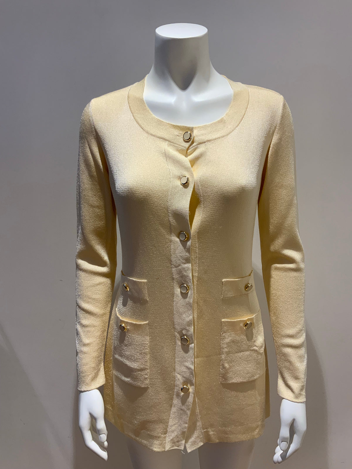 Luisa Spignoli Think Knit Silk Logo Cardigan Multi ~Pockets SIZE S small ladies