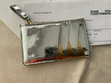 Diane von Furstenberg Color-block metallic leather cardholder pouch wallet ladies