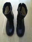 CHANEL Leather CC Black Boots Ankle Boots Leather Booties Size 39 Ladies