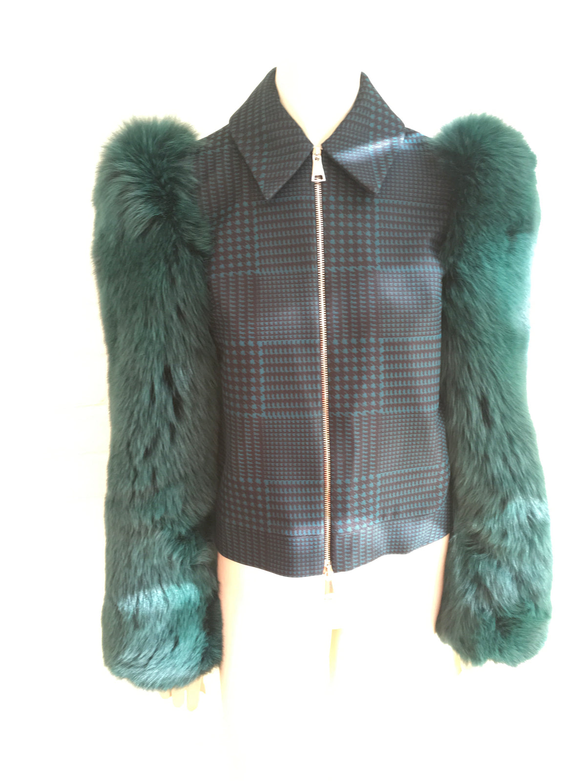 MARY KATRANTZOU Lodger saga fox fur sleeve tulle and wool jacket  Ladies