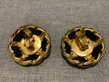 CHANEL SOLD OUT Circa1980' Karl Lagerfeld clip on earrings leather & faux pearl ladies