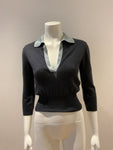 MOST WANTED PRADA  THIN KNIT CROPPED SWEATER JUMPER CASHMERE & SILK SIZE 42 ladies