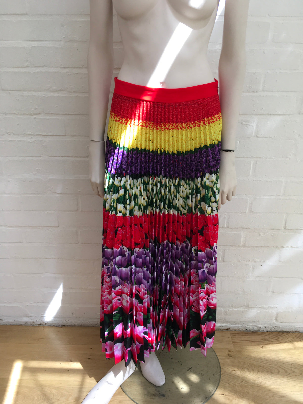 MARY KATRANTZOU Uni Pleated Floral-Print Crepe De Chine Midi Skirt 2019  Ladies