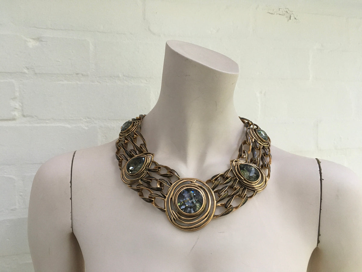 Oscar de la Renta Crystal Curb Chain Necklace Chain Ladies