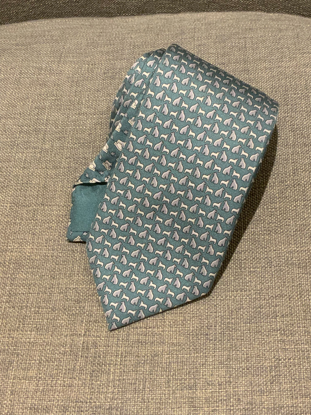 Hermès HERMES Paris Silk Blue Print Tie 625779 HA Polar Bear 100% AUTHENTIC Men