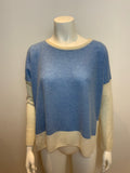 CHARLI Oversized Color-block Cashmere Sweater Light Blue Jumper Sweater Size XS ladies