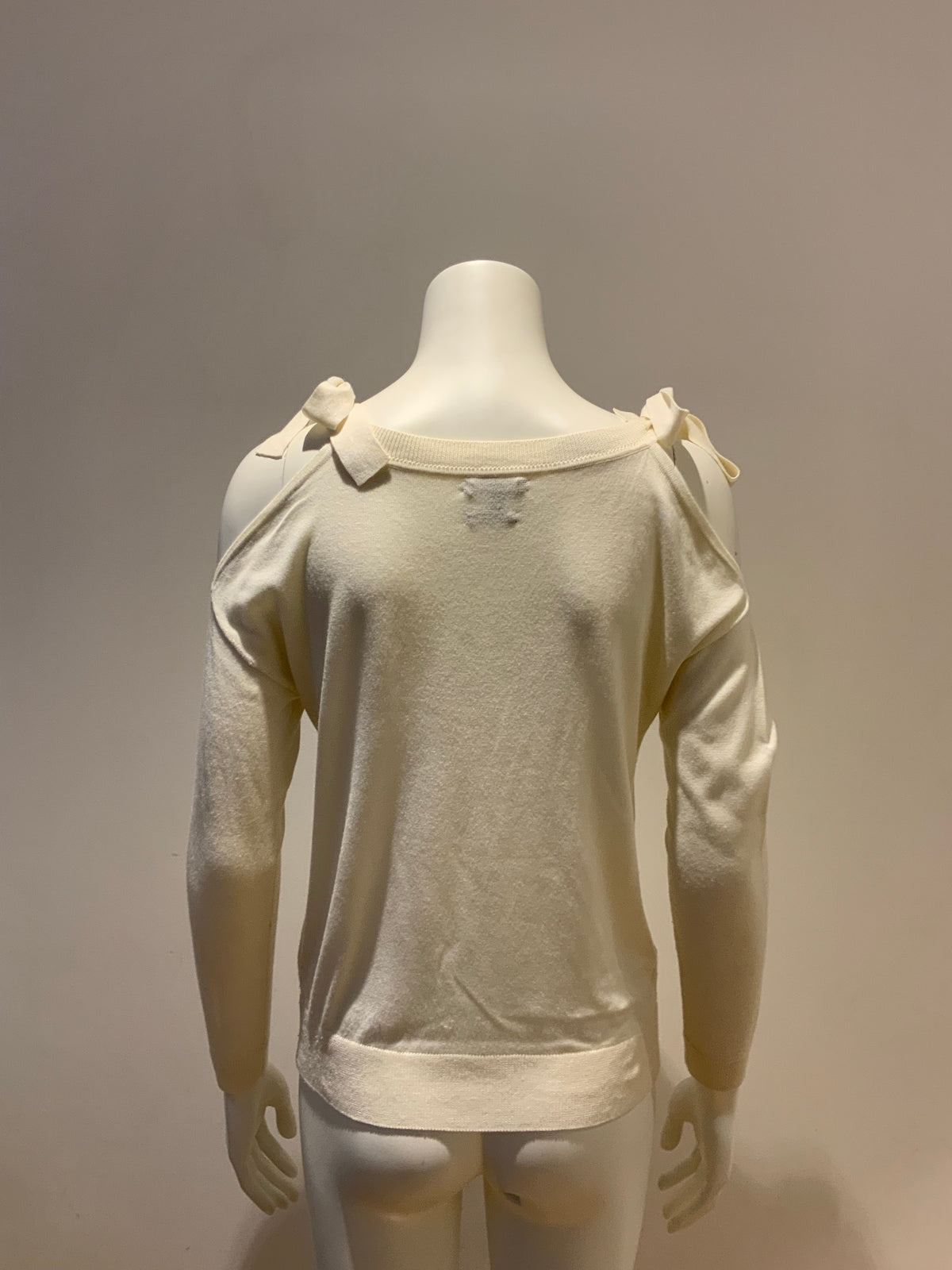 MASSIMO DUTTI WHITE BOW KNITTED SWEATER JUMPER SIZE XS EXTRA SMALL LADIES