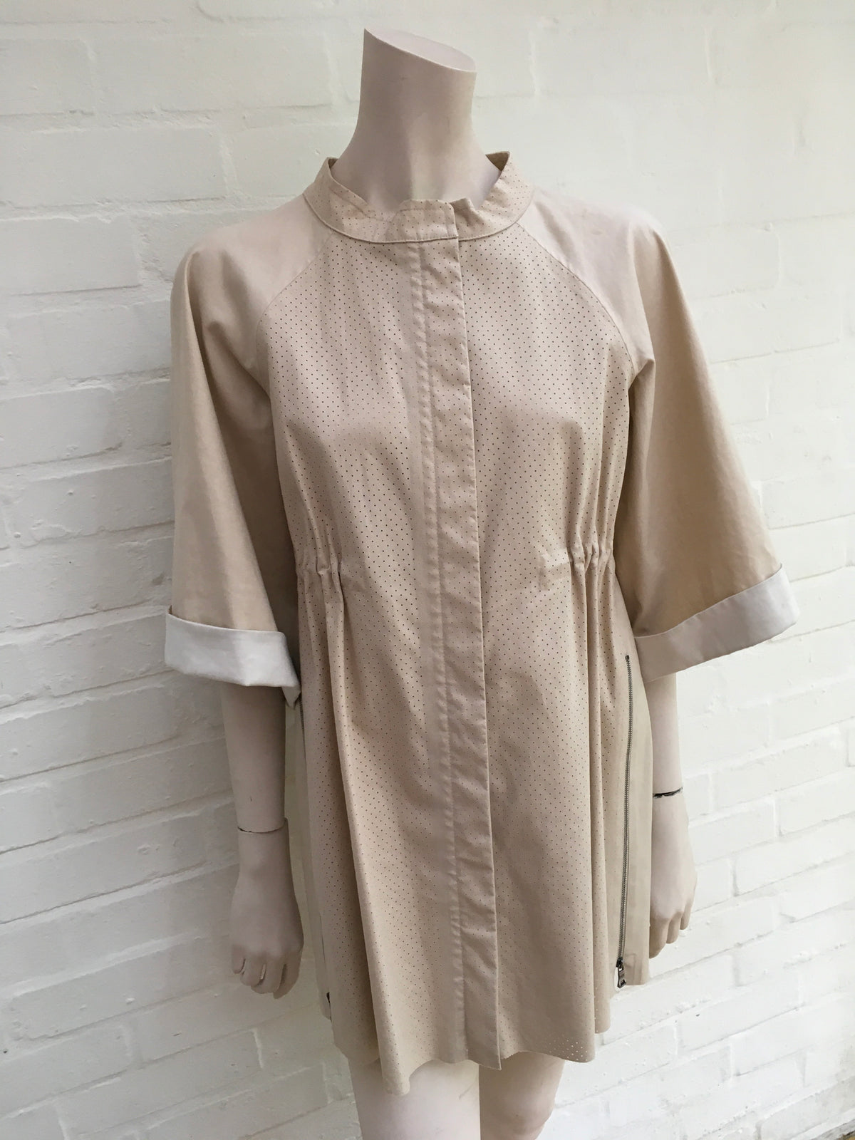 JIL SANDER NAVY Oversized beige Trench Coat SIZE 32 US 0 UK 4 XXS Ladies