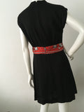 SANDRO Paris 2020 Black Contrast waist-tie satin dress Size M Medium ladies