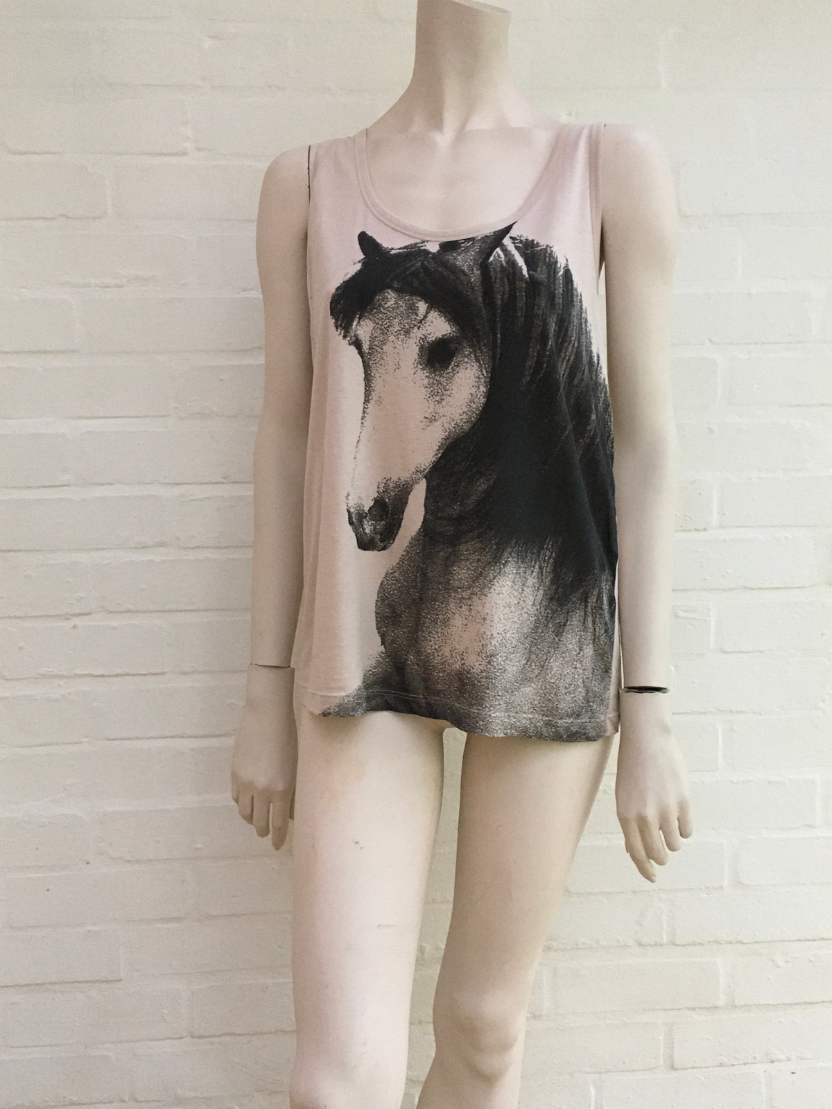 Stella McCartney Cotton Beige horse-print tank top Size I 40 UK 8 US 4 S Small ladies