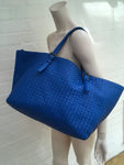 Bottega Veneta Cobalt Blue Cesta Intrecciato Leather Shopping Bag Tote Handbag Ladies