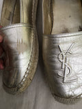 SAINT LAURENT Metallic Leather Espadrilles Shoes Size 36 UK 3 US 6 ladies