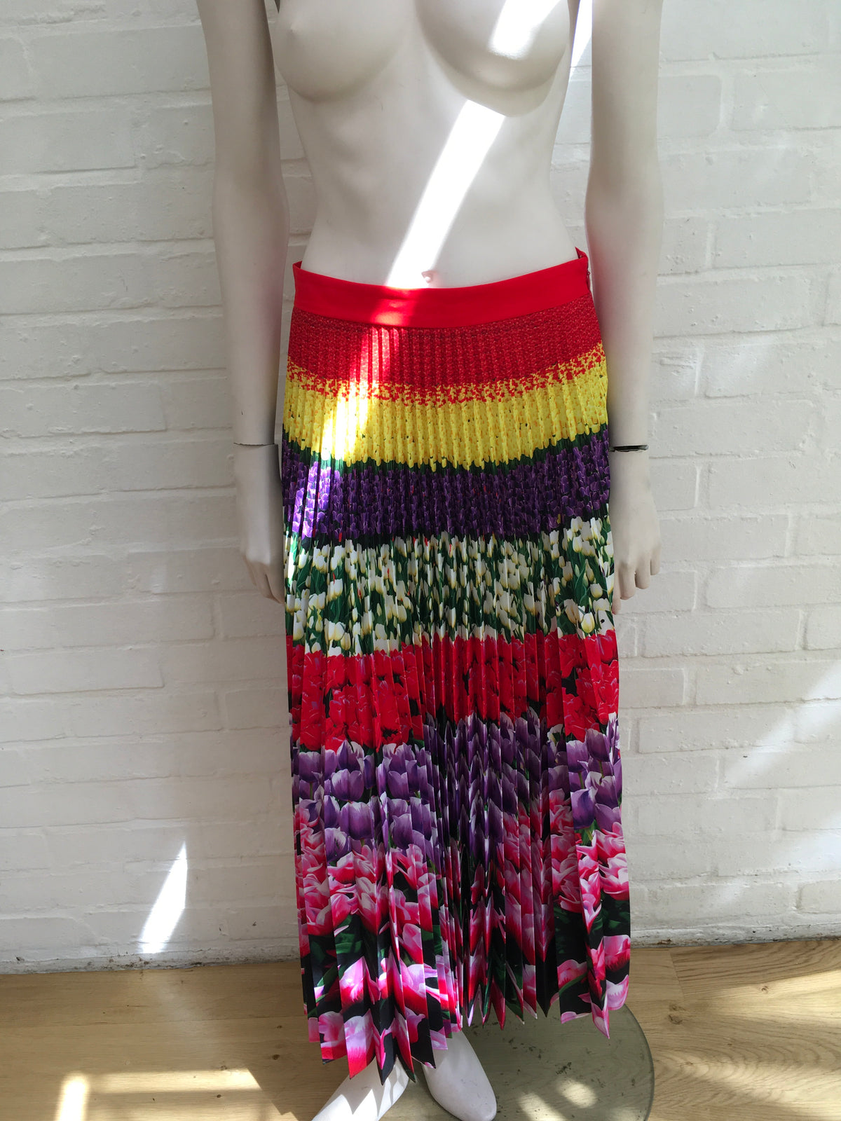 MARY KATRANTZOU Uni Pleated Floral-Print Crepe De Chine Midi Skirt 2019  Ladies