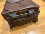 PIQUADRO Brown Leather Cabin Size Suitcase Traveler Luggage men