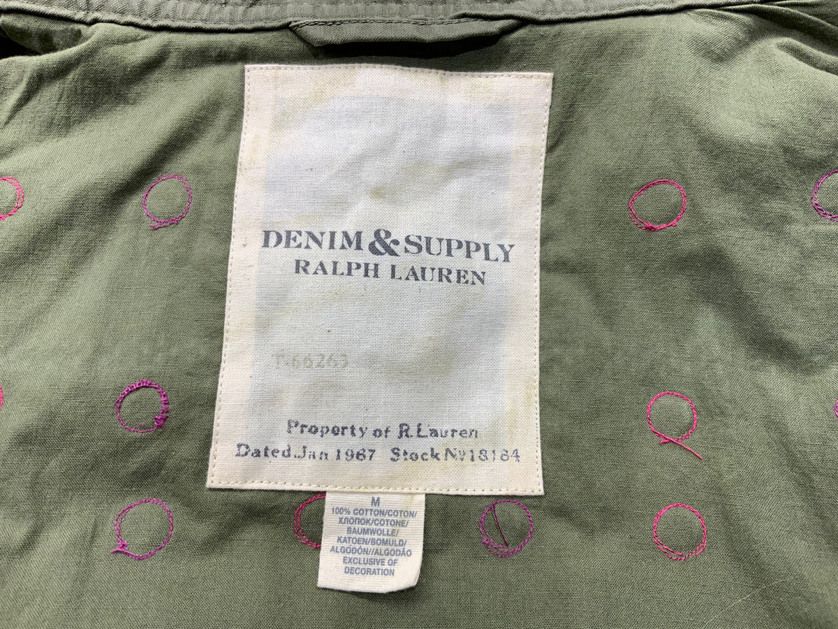 Denim & Supply Ralph Lauren Embellished Embroidered Khaki Army Jacket M Medium ladies