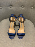 Manolo Blahnik Blue Leather Chaos 95mm Sandals SIZE 36 UK 3 US 6 ladies
