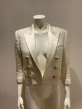 SOLD OUT Balmain double breasted silk satin trim cropped blazer jacket F 40 ladies