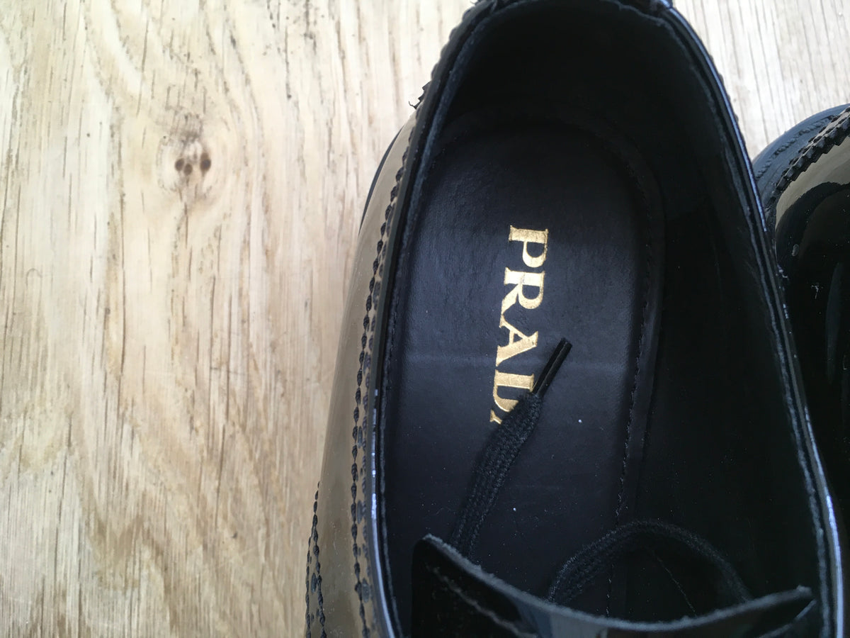 PRADA Brogue Patent Leather Oxfords Shoes 38 UK 5 US 8 ladies