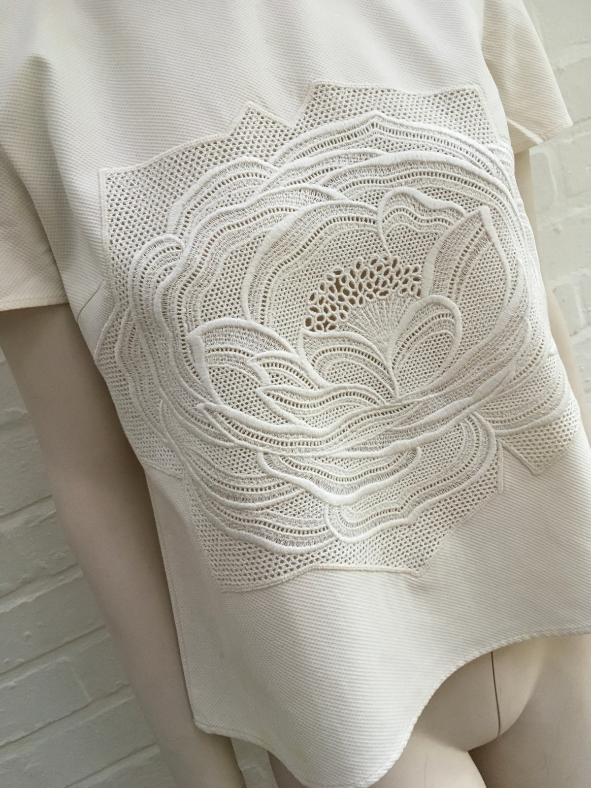 Stella McCartney Ivory Women's Natural Rose Embossed Boxy Top  Ladies