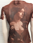 Jean Paul GAULTIER 1990's Face Printed Sheer T shirt Top  Size L Large ladies