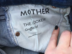 MOTHER The Looker Graffiti Girl Blue Mid Waist Jeans Size 24 Ladies