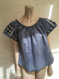 Ulla Johnson Milo Denim Top Tunic Embroidered in India US 4 UK 8 ladies