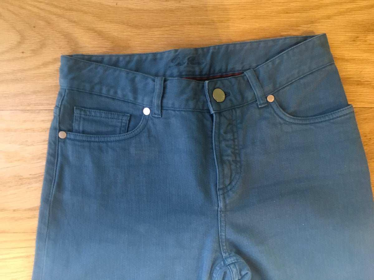 LORO PIANA Blue Mid Waist Straight Leg Jeans Denim Pants I 40 Ladies