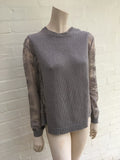 VALENTINO Lace-paneled wool and cashmere sweater jumper Size L Large ladies