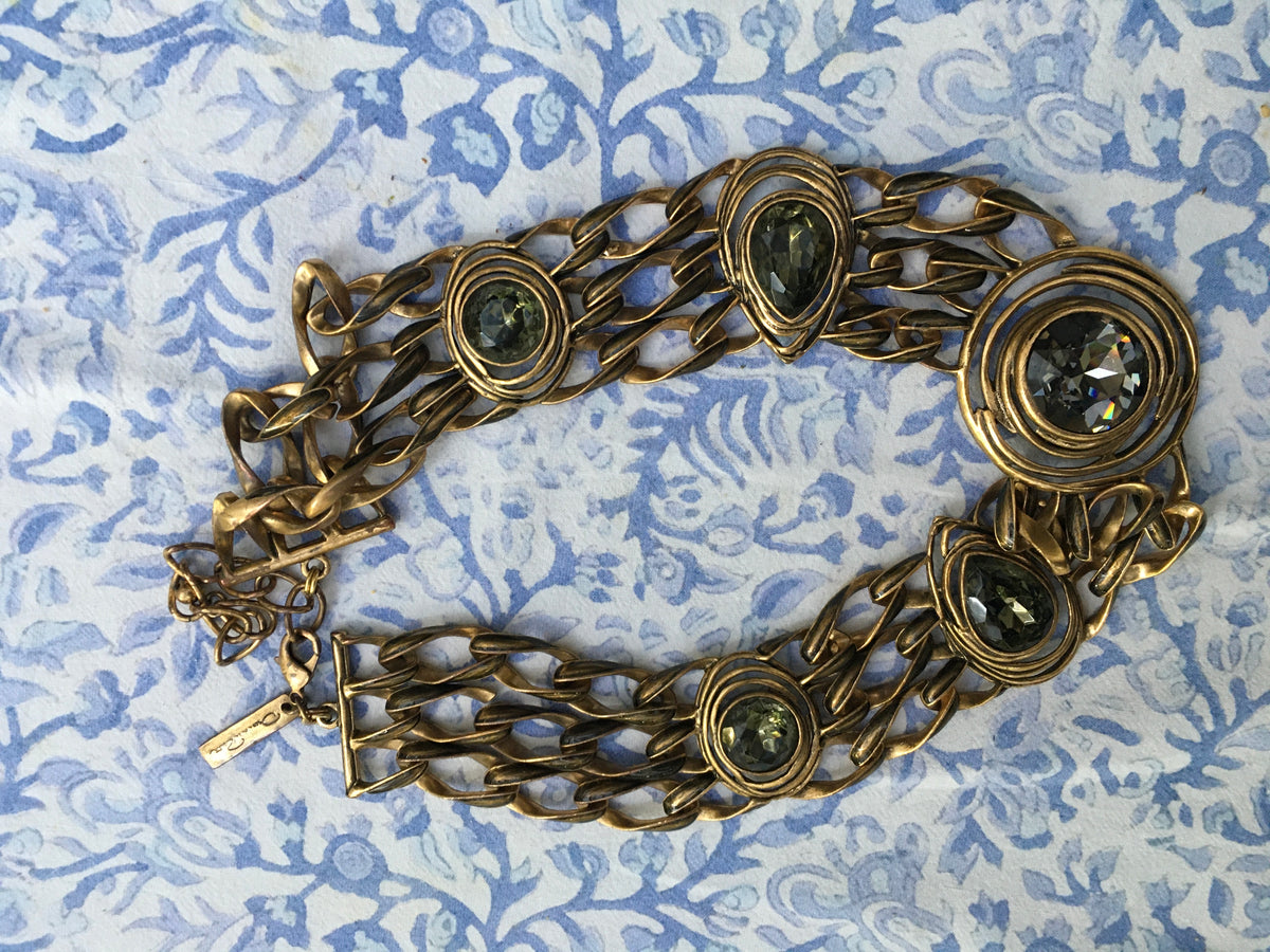 Oscar de la Renta Crystal Curb Chain Necklace Chain Ladies