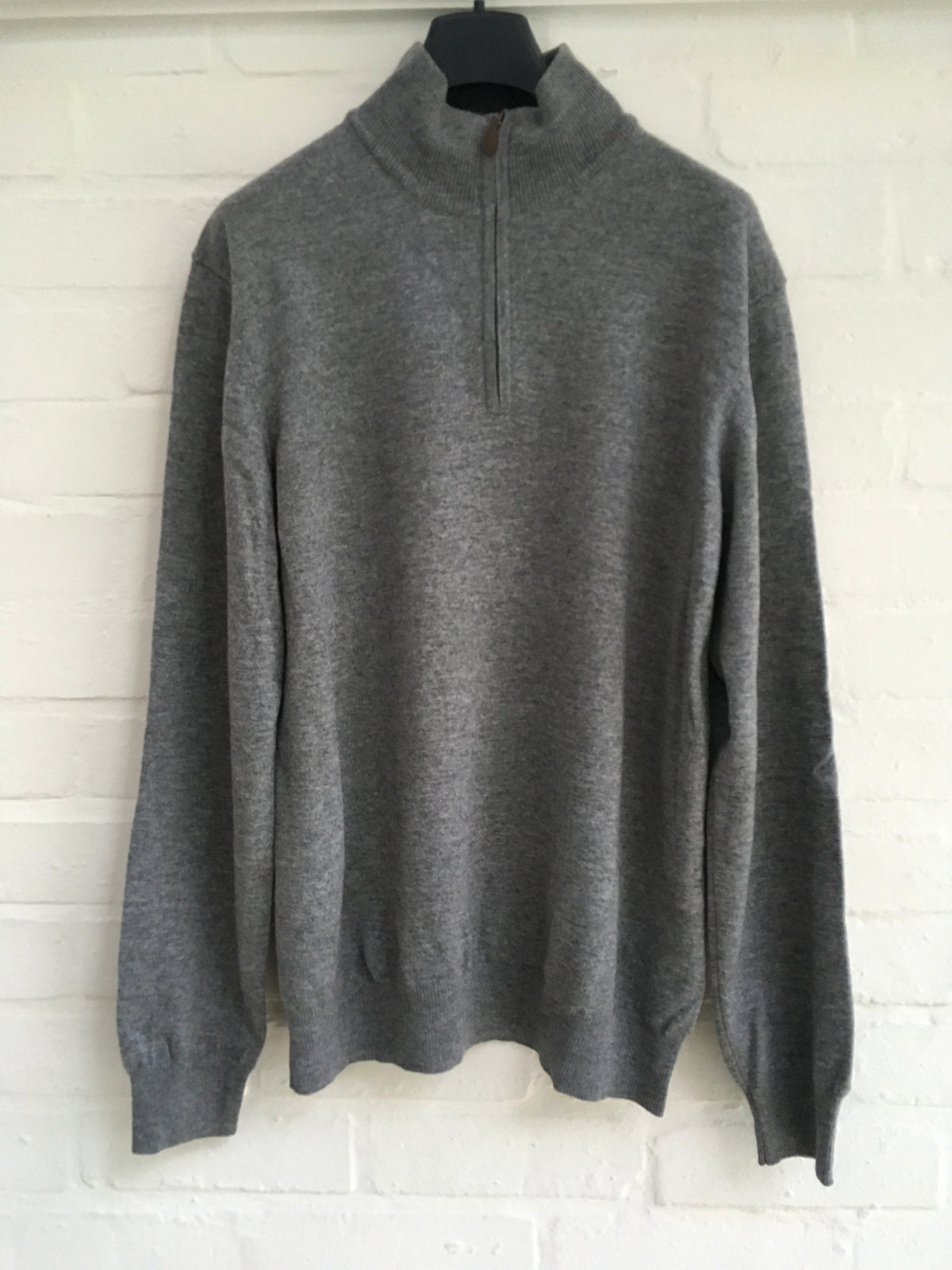 HACKETT LONDON GREY CASHMERE WOOL KNIT HALF ZIP SWEATER JUMPER M MEDIUM MEN