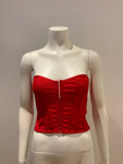 Pretty Little Thing DUSTY RED BANDAGE HOOK AND EYE CORSET Size UK 8 US 4 S small ladies