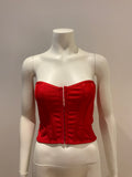 Pretty Little Thing DUSTY RED BANDAGE HOOK AND EYE CORSET Size UK 8 US 4 S small ladies