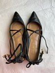 Black Leather Aquazzura Women's Ballet Flats shoes flats Size 35 UK 2 US 5 ladies