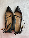 Black Leather Aquazzura Women's Ballet Flats shoes flats Size 35 UK 2 US 5 ladies