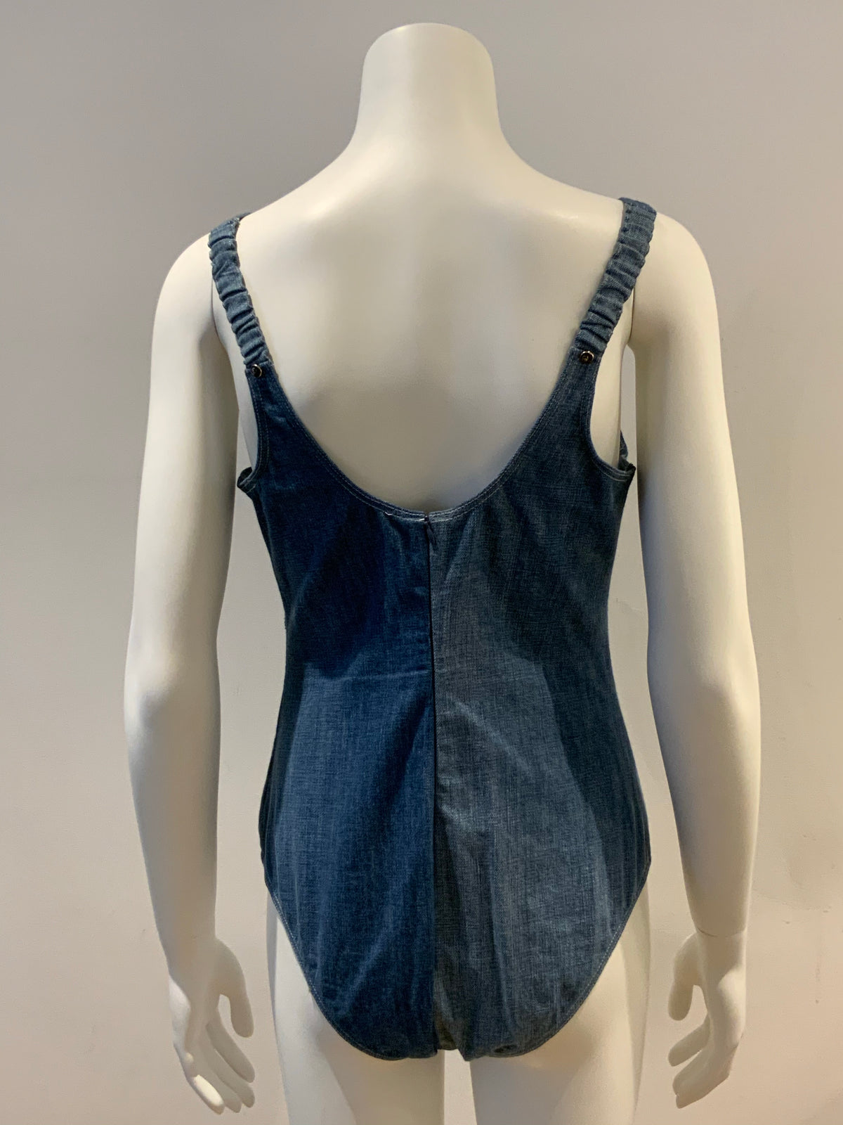 CHANEL 08P 2008 ICONIC DENIM JEANS ON E PIECE SWIMSUIT SIZE F 40 UK 12 US 8 ladies