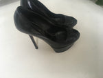 SERGIO ROSSI PATENT LEATHER PLATFORM BLACK PUMPS SHOES  Ladies