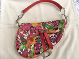 Christian Dior Limited Edition Canvas Floral Saddle Bag Multicolor Handbag ladies