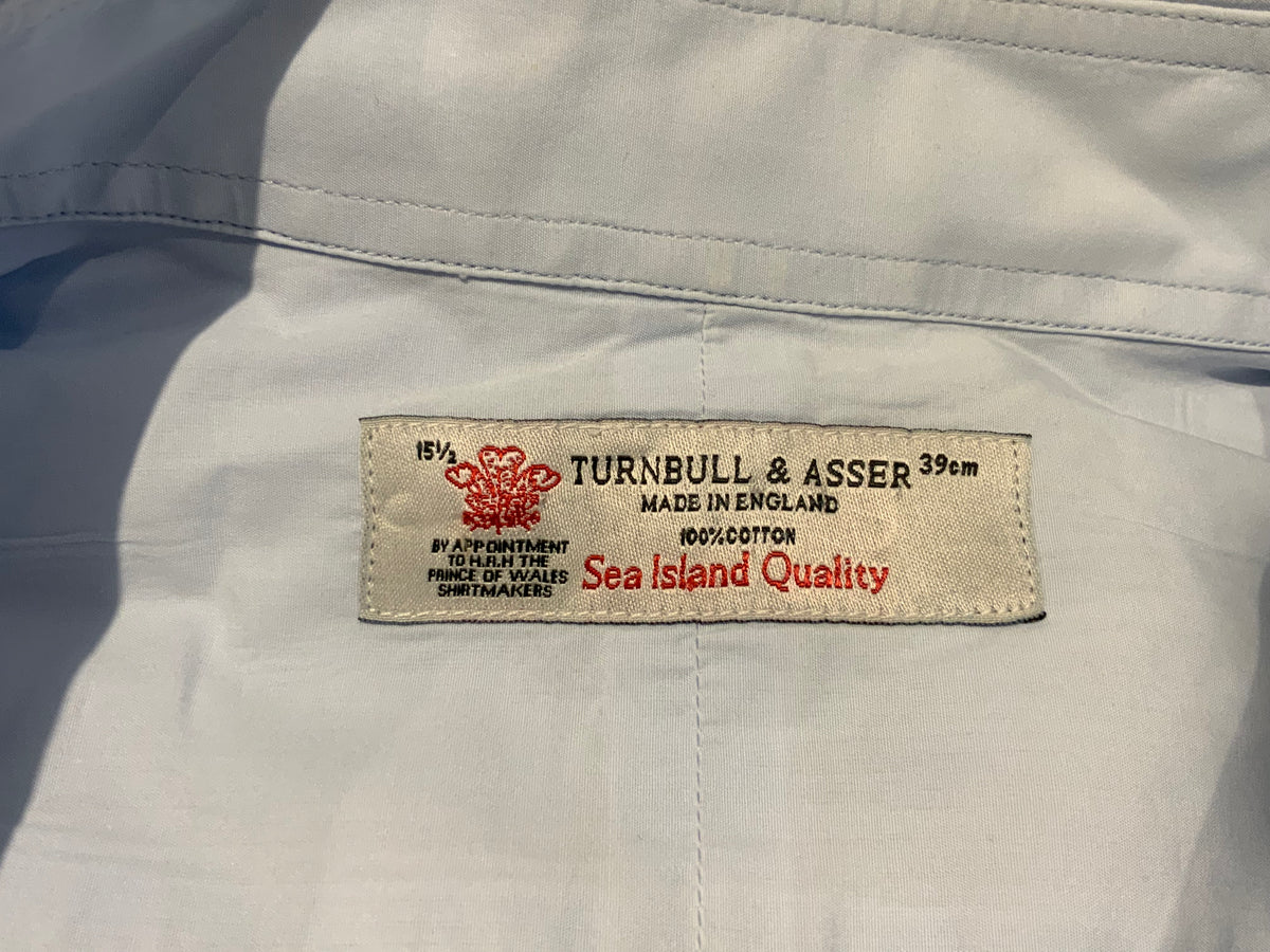 TURNBULL & ASSER Mens Blue Handmade in England Shirt Size 39 cm men