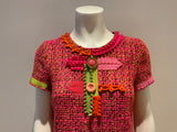MOSCHINO Pink Tweed Embellished DRESS I 40 UK 8 US 4 S small ladies