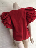 Rosie Assoulin Dust Ruffle Red Top Size M medium ladies