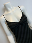 Ella Moss Stripped Black & Charcoal Midi Summer Dress in Prima Cotton Size XS