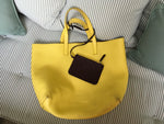 JIL SANDER Women’s Large Leather Reversible Yellow Burgundy Shopper Tote Bag Ladies