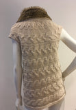 ZARA MOST WANTED Fur Collar Cable Knit Sweater Vest Size S Small ladies